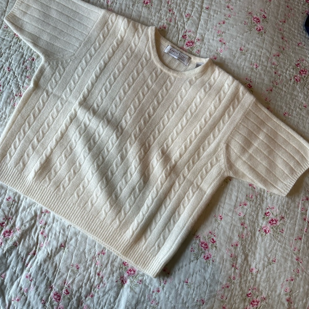 Karen Scott white/off white wool blend sweater. Size L